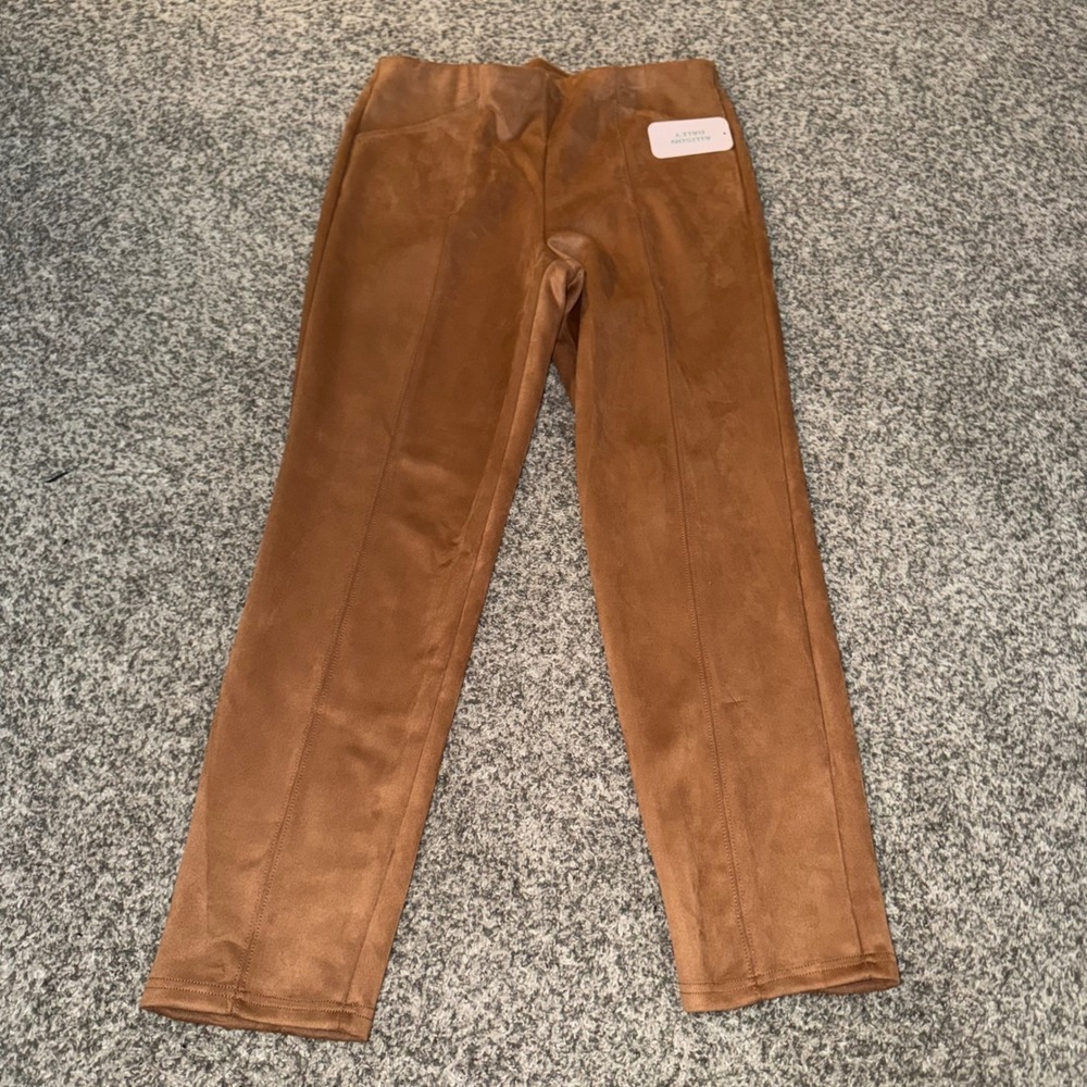 Allison Daley Womens Faux Suede Pintuck Pull On Pants Pecan Brown M F11PA650PA